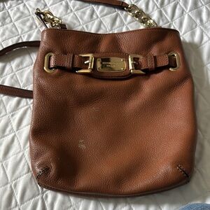 Michael Kors Tan Leather Shoulder Bag with Gold Accents